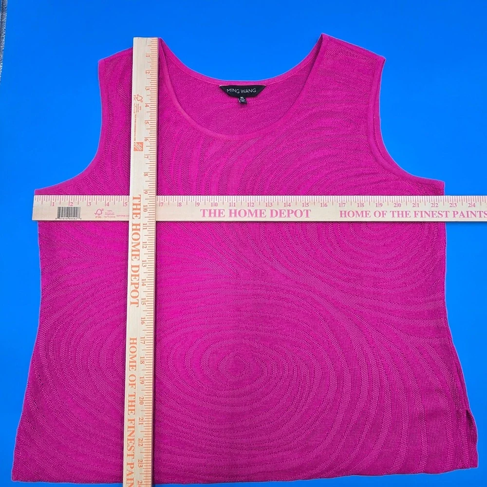 Ming Wang 2-Pc Twin Set Knit Cardigan Jacket & Tank Shell XL Pink Black - Picture 5 of 8